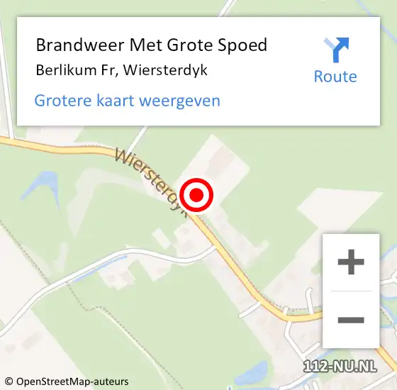 Locatie op kaart van de 112 melding: Brandweer Met Grote Spoed Naar Berlikum Fr, Wiersterdyk op 14 december 2013 20:50