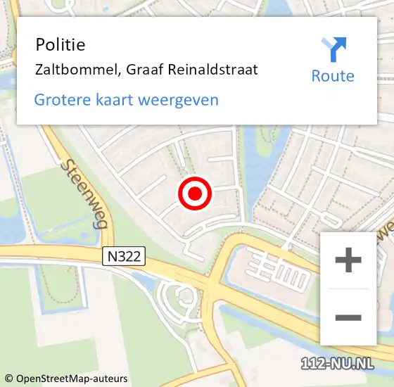 Locatie op kaart van de 112 melding: Politie Zaltbommel, Graaf Reinaldstraat op 12 mei 2016 20:16