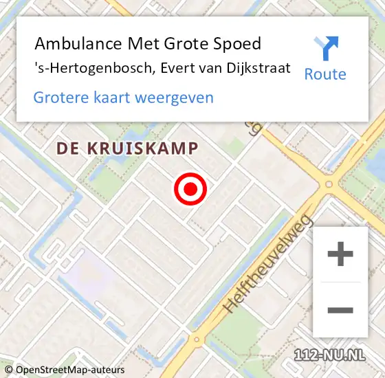 Locatie op kaart van de 112 melding: Ambulance Met Grote Spoed Naar 's-Hertogenbosch, Evert van Dijkstraat op 13 mei 2016 07:25