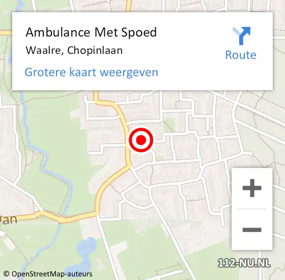 Locatie op kaart van de 112 melding: Ambulance Met Spoed Naar Waalre, Chopinlaan op 13 mei 2016 08:54