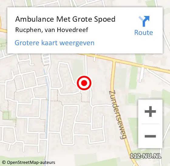 Locatie op kaart van de 112 melding: Ambulance Met Grote Spoed Naar Rucphen, van Hovedreef op 13 mei 2016 11:44