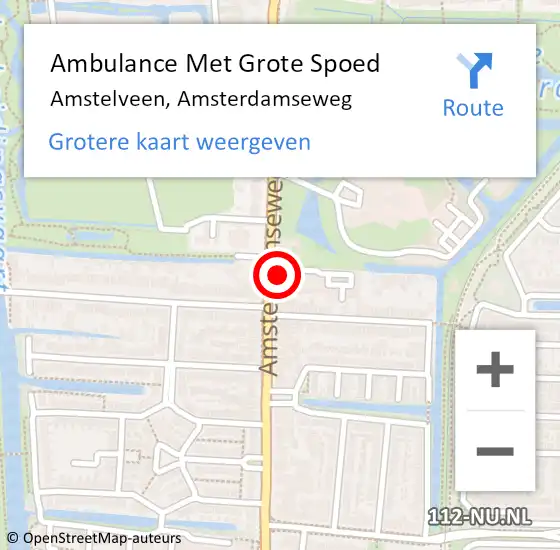 Locatie op kaart van de 112 melding: Ambulance Met Grote Spoed Naar Amstelveen, Amsterdamseweg op 13 mei 2016 16:22
