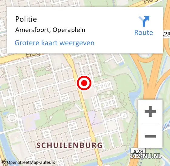 Locatie op kaart van de 112 melding: Politie Amersfoort, Operaplein op 13 mei 2016 21:43