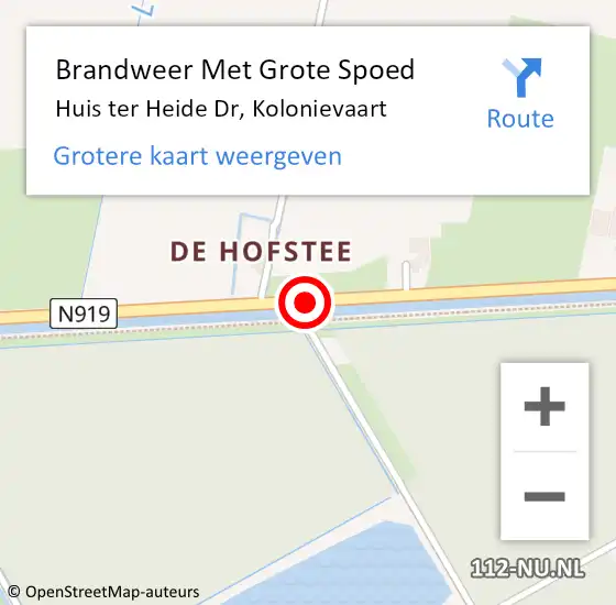Locatie op kaart van de 112 melding: Brandweer Met Grote Spoed Naar Huis ter Heide Dr, Kolonievaart op 14 mei 2016 01:48