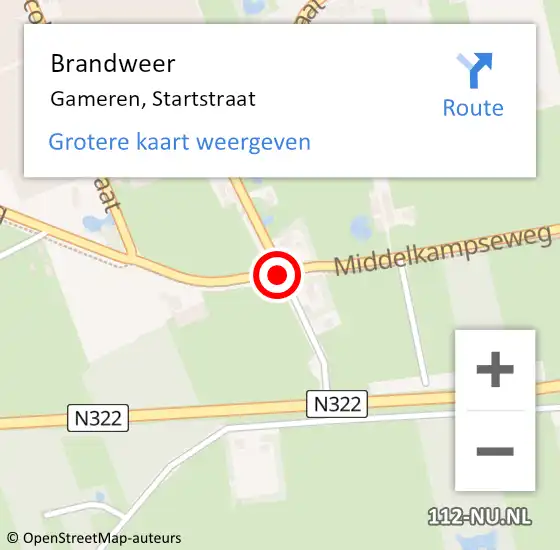 Locatie op kaart van de 112 melding: Brandweer Gameren, Startstraat op 14 mei 2016 15:04