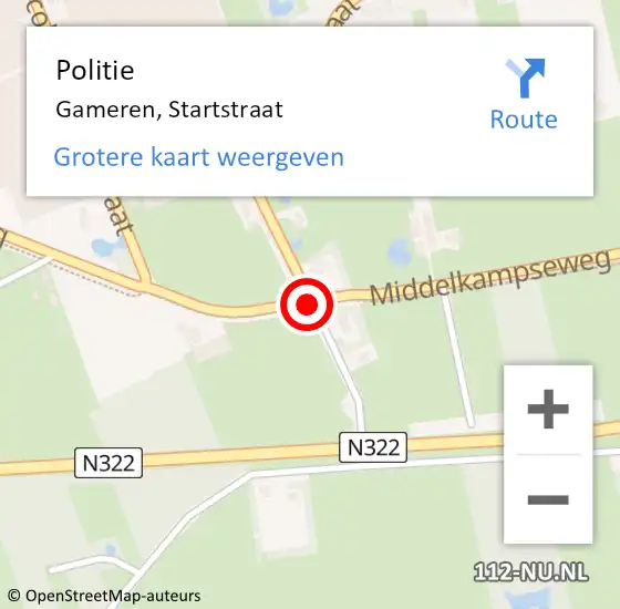 Locatie op kaart van de 112 melding: Politie Gameren, Startstraat op 14 mei 2016 15:04