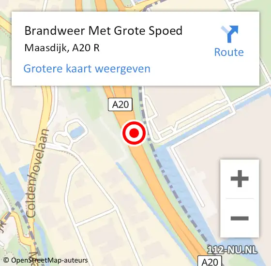 Locatie op kaart van de 112 melding: Brandweer Met Grote Spoed Naar Maasdijk, A20 R hectometerpaal: 12,8 op 14 mei 2016 16:49