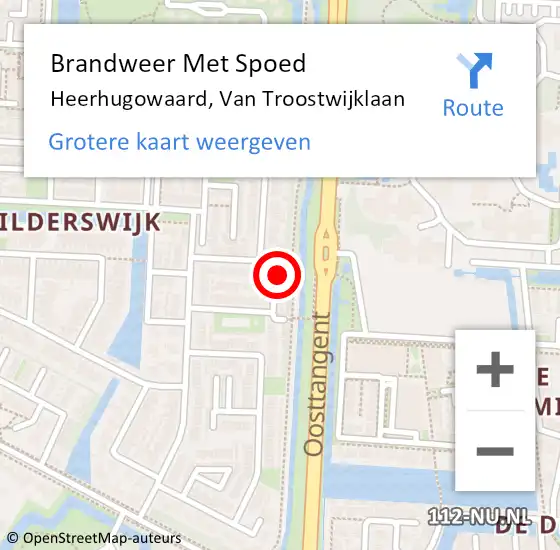 Locatie op kaart van de 112 melding: Brandweer Met Spoed Naar Heerhugowaard, Van Troostwijklaan op 15 mei 2016 11:18