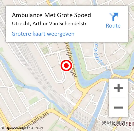 Locatie op kaart van de 112 melding: Ambulance Met Grote Spoed Naar Utrecht, Arthur Van Schendelstr op 15 mei 2016 12:16