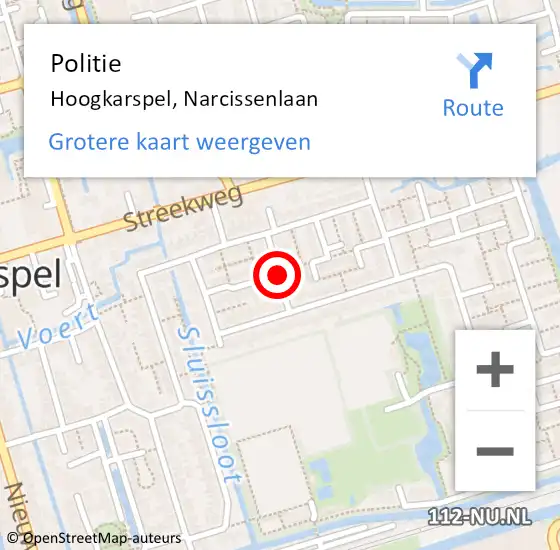 Locatie op kaart van de 112 melding: Politie Hoogkarspel, Narcissenlaan op 15 mei 2016 12:49