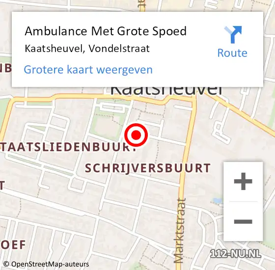 Locatie op kaart van de 112 melding: Ambulance Met Grote Spoed Naar Kaatsheuvel, Vondelstraat op 16 mei 2016 10:09