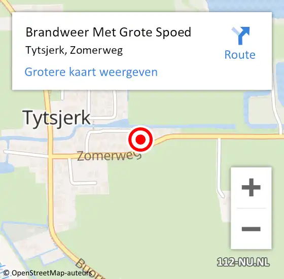 Locatie op kaart van de 112 melding: Brandweer Met Grote Spoed Naar Tytsjerk, Zomerweg op 15 december 2013 09:14