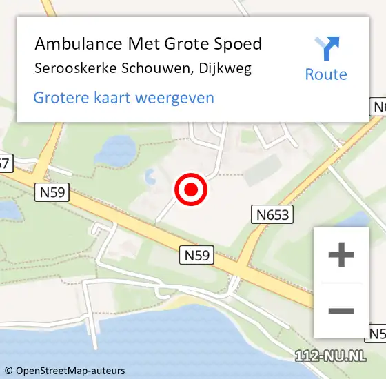 Locatie op kaart van de 112 melding: Ambulance Met Grote Spoed Naar Serooskerke Schouwen, Dijkweg op 16 mei 2016 13:00