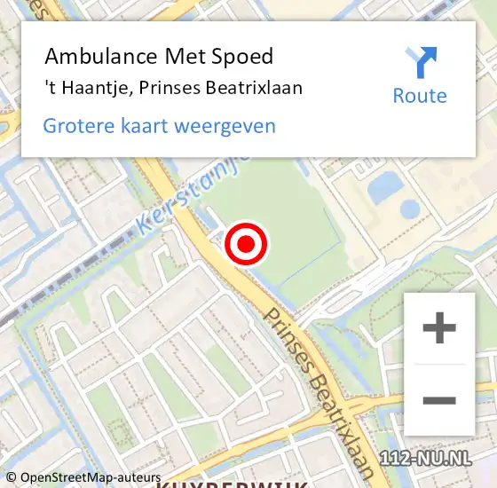 Locatie op kaart van de 112 melding: Ambulance Met Spoed Naar 't Haantje, Prinses Beatrixlaan op 16 mei 2016 14:37