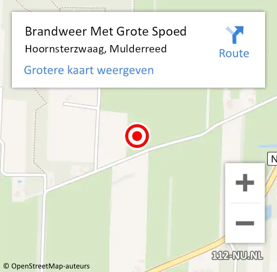 Locatie op kaart van de 112 melding: Brandweer Met Grote Spoed Naar Hoornsterzwaag, Mulderreed op 16 mei 2016 18:50