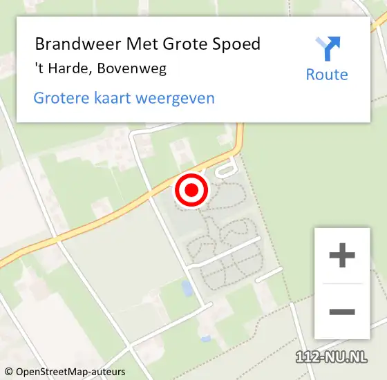 Locatie op kaart van de 112 melding: Brandweer Met Grote Spoed Naar 't Harde, Bovenweg op 17 mei 2016 09:30