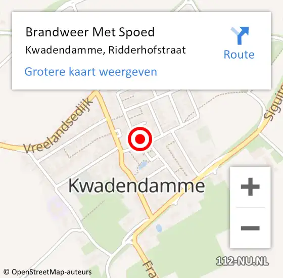 Locatie op kaart van de 112 melding: Brandweer Met Spoed Naar Kwadendamme, Ridderhofstraat op 18 mei 2016 10:11