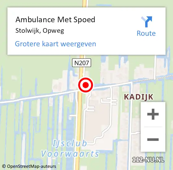 Locatie op kaart van de 112 melding: Ambulance Met Spoed Naar Stolwijk, Opweg op 18 mei 2016 19:52