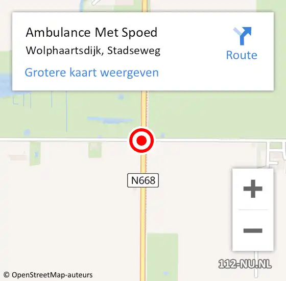 Locatie op kaart van de 112 melding: Ambulance Met Spoed Naar Wolphaartsdijk, Heerenpolderweg op 19 mei 2016 14:09