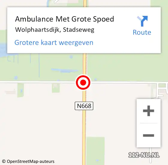Locatie op kaart van de 112 melding: Ambulance Met Grote Spoed Naar Wolphaartsdijk, Heerenpolderweg op 19 mei 2016 14:12
