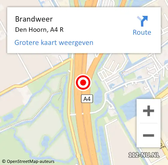 Locatie op kaart van de 112 melding: Brandweer Den Hoorn, A4 L op 19 mei 2016 17:09