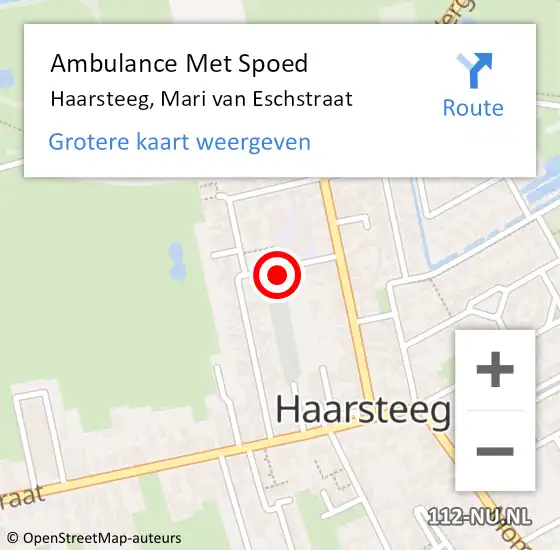 Locatie op kaart van de 112 melding: Ambulance Met Spoed Naar Haarsteeg, Mari van Eschstraat op 19 mei 2016 18:41