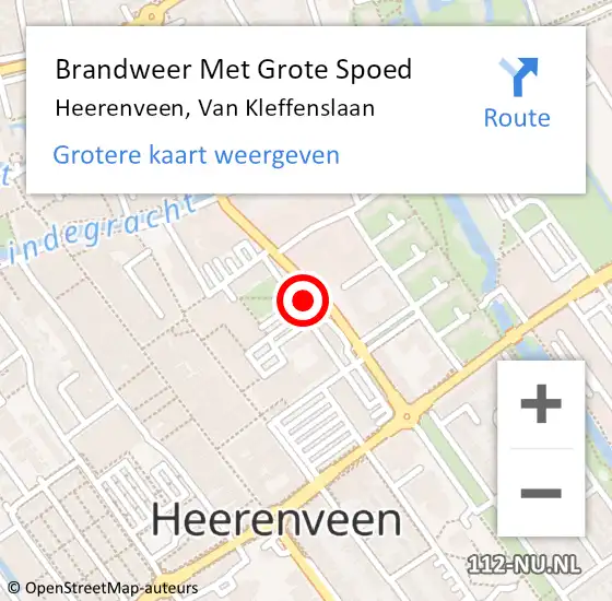 Locatie op kaart van de 112 melding: Brandweer Met Grote Spoed Naar Heerenveen, Van Kleffenslaan op 20 mei 2016 12:47