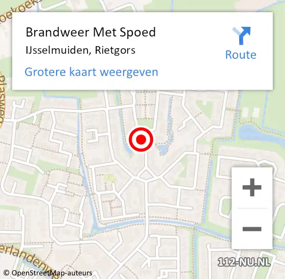 Locatie op kaart van de 112 melding: Brandweer Met Spoed Naar IJsselmuiden, Rietgors op 20 mei 2016 21:51