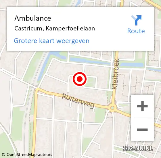 Locatie op kaart van de 112 melding: Ambulance Castricum, Kamperfoelielaan op 20 mei 2016 23:25