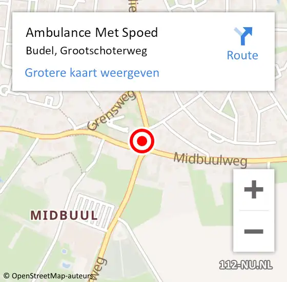 Locatie op kaart van de 112 melding: Ambulance Met Spoed Naar Budel, Grootschoterweg op 21 mei 2016 01:36