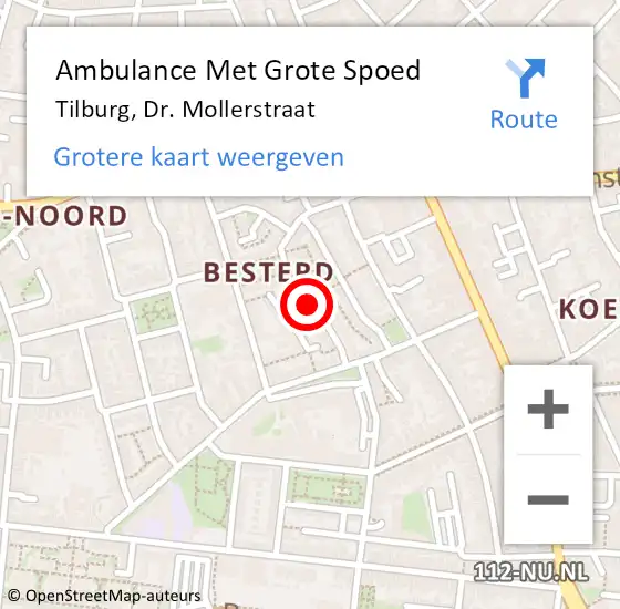 Locatie op kaart van de 112 melding: Ambulance Met Grote Spoed Naar Tilburg, Dr. Mollerstraat op 21 mei 2016 02:14