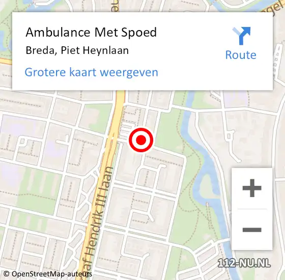Locatie op kaart van de 112 melding: Ambulance Met Spoed Naar Breda, Piet Heynlaan op 21 mei 2016 14:00