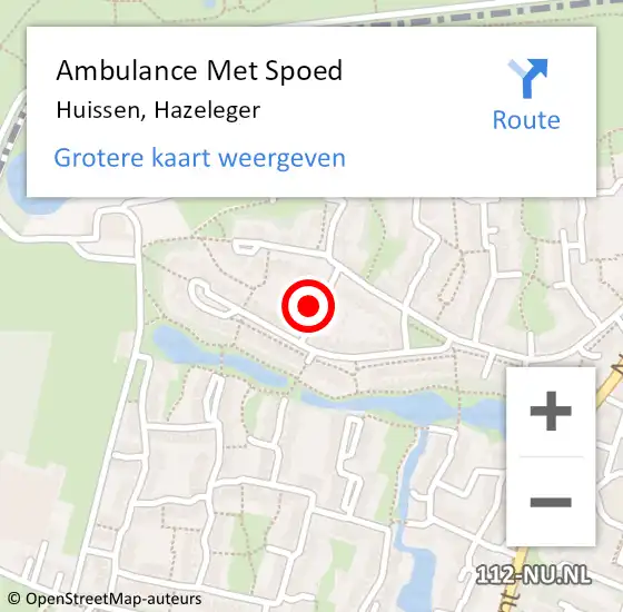 Locatie op kaart van de 112 melding: Ambulance Met Spoed Naar Huissen, Hazeleger op 22 mei 2016 03:50