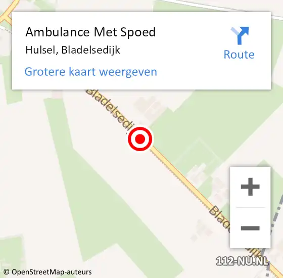 Locatie op kaart van de 112 melding: Ambulance Met Spoed Naar Hulsel, Bladelsedijk op 22 mei 2016 14:09