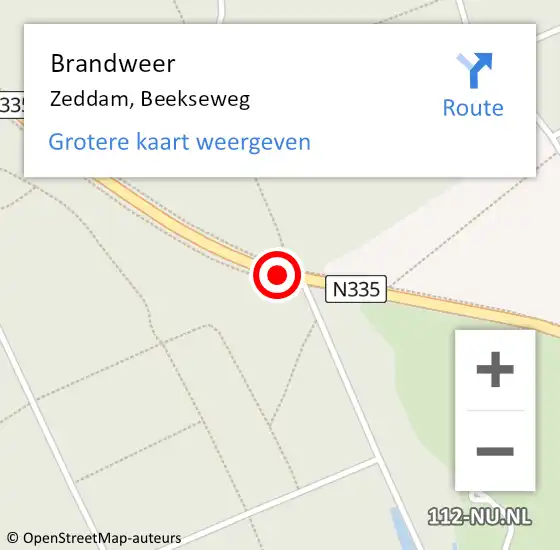 Locatie op kaart van de 112 melding: Brandweer Zeddam, Beekseweg op 22 mei 2016 20:18