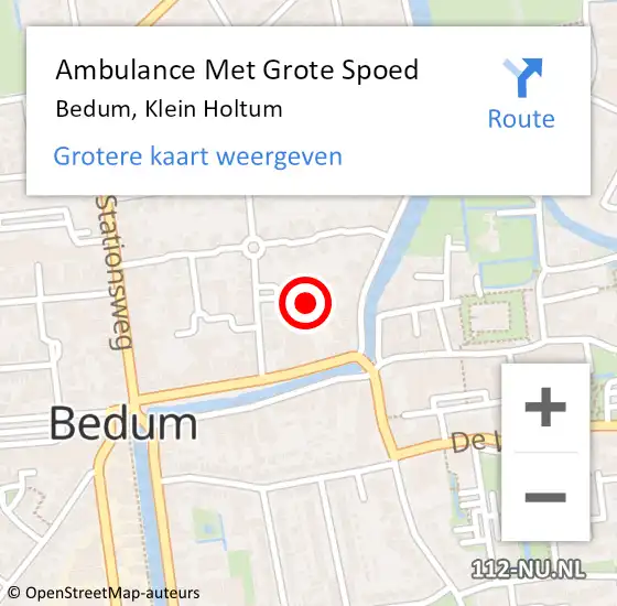 Locatie op kaart van de 112 melding: Ambulance Met Grote Spoed Naar Bedum, Klein Holtum op 16 december 2013 07:16