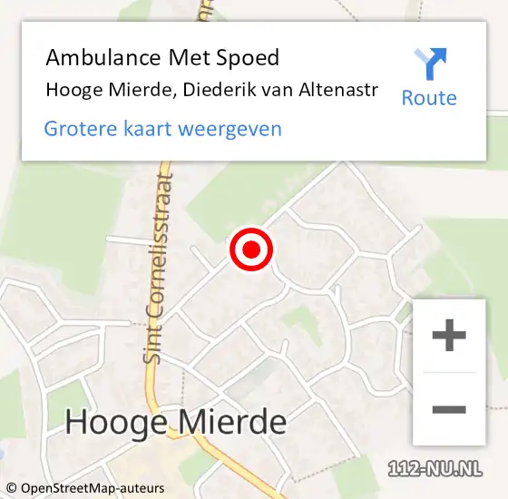 Locatie op kaart van de 112 melding: Ambulance Met Spoed Naar Hooge Mierde, Diederik van Altenastr op 24 mei 2016 04:21