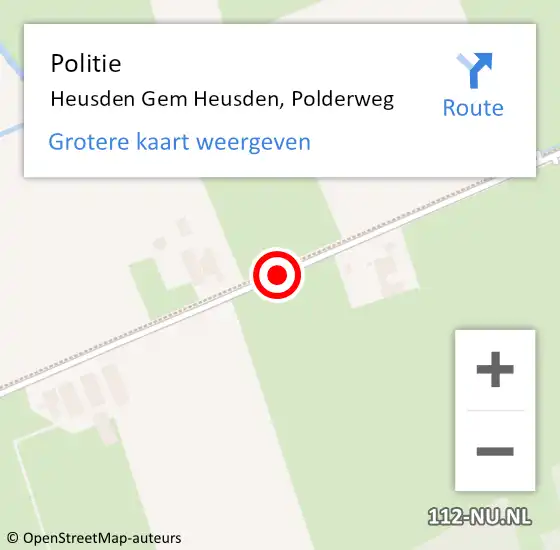 Locatie op kaart van de 112 melding: Politie Heusden Gem Heusden, Polderweg op 16 december 2013 07:49