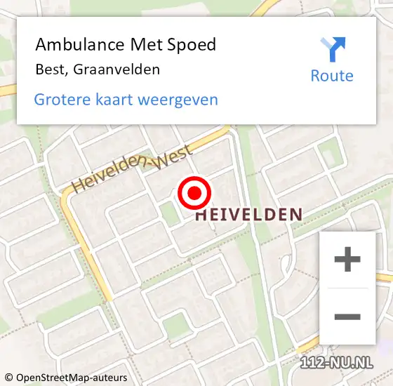 Locatie op kaart van de 112 melding: Ambulance Met Spoed Naar Best, Graanvelden op 24 mei 2016 06:05