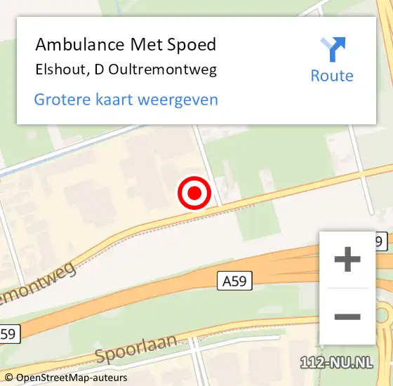 Locatie op kaart van de 112 melding: Ambulance Met Spoed Naar Elshout, D Oultremontweg op 24 mei 2016 13:40