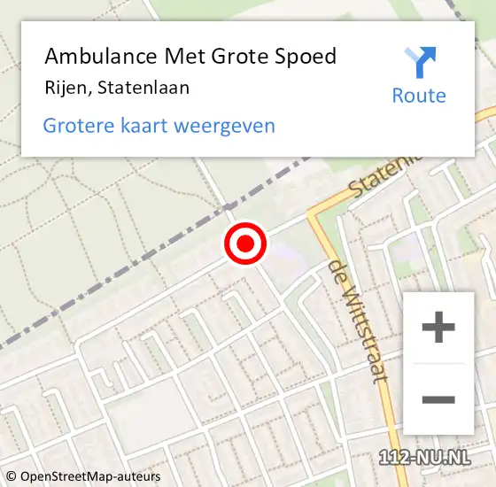 Locatie op kaart van de 112 melding: Ambulance Met Grote Spoed Naar Rijen, Statenlaan op 24 mei 2016 16:25