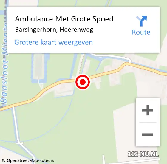 Locatie op kaart van de 112 melding: Ambulance Met Grote Spoed Naar Barsingerhorn, Heerenweg op 24 mei 2016 17:40
