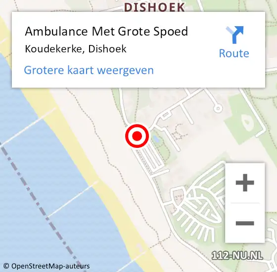 Locatie op kaart van de 112 melding: Ambulance Met Grote Spoed Naar Koudekerke, Dishoek op 24 mei 2016 19:25