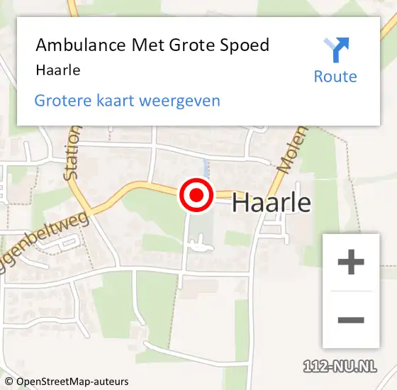Locatie op kaart van de 112 melding: Ambulance Met Grote Spoed Naar Haarle op 25 mei 2016 08:25
