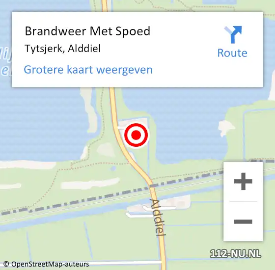 Locatie op kaart van de 112 melding: Brandweer Met Spoed Naar Tytsjerk, Alddiel op 25 mei 2016 10:42