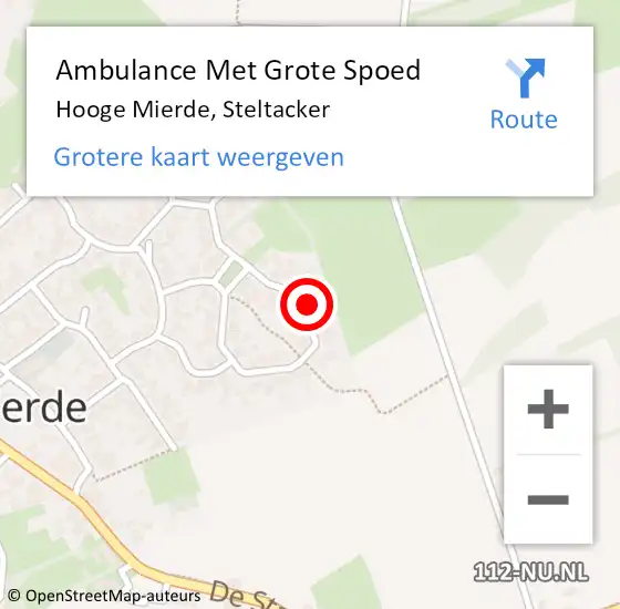 Locatie op kaart van de 112 melding: Ambulance Met Grote Spoed Naar Hooge Mierde, Steltacker op 25 mei 2016 14:44