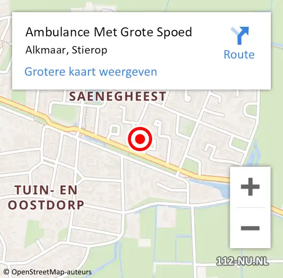 Locatie op kaart van de 112 melding: Ambulance Met Grote Spoed Naar Alkmaar, Stierop op 25 mei 2016 22:07