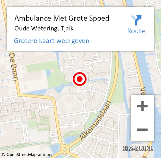 Locatie op kaart van de 112 melding: Ambulance Met Grote Spoed Naar Oude Wetering, Tjalk op 26 mei 2016 04:29