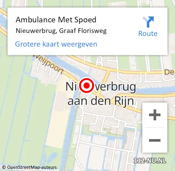 Locatie op kaart van de 112 melding: Ambulance Met Spoed Naar Nieuwerbrug, Graaf Florisweg op 26 mei 2016 06:02