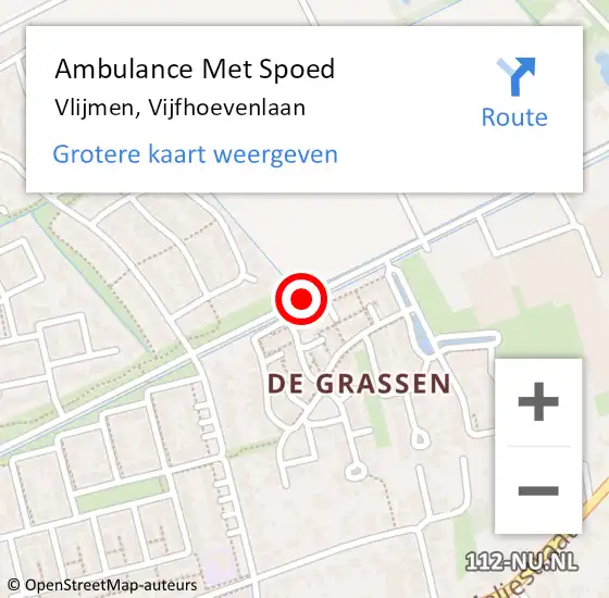 Locatie op kaart van de 112 melding: Ambulance Met Spoed Naar Vlijmen, Vijfhoevenlaan op 26 mei 2016 09:12